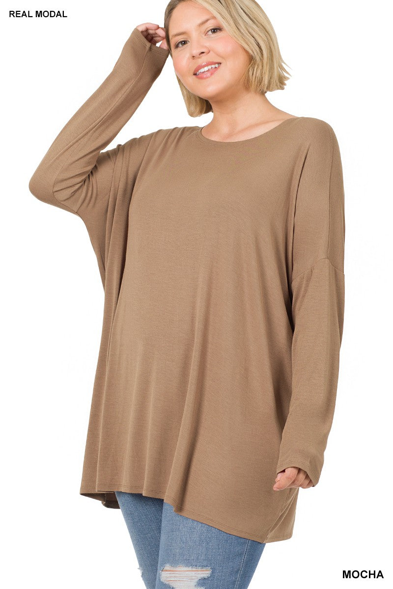 Plus modal dolman long sleeve top