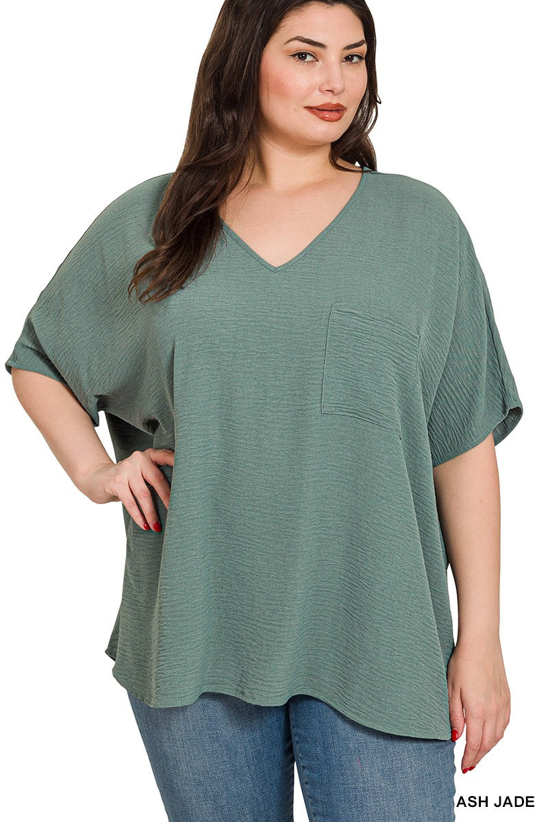Plus Airflow Dolman Short Sleeve Top  Ash Jade