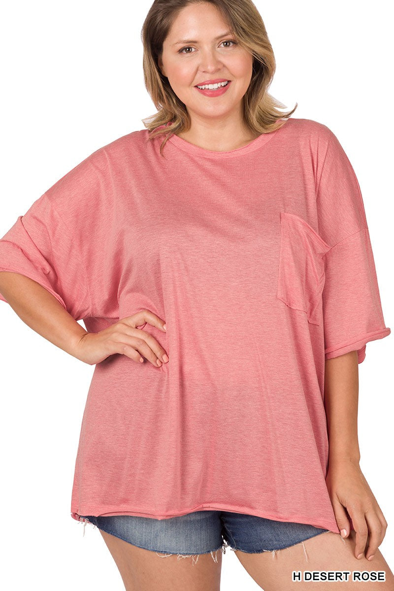 Plus Tri Blend Oversized Boyfriend Tee  H Desert Rose