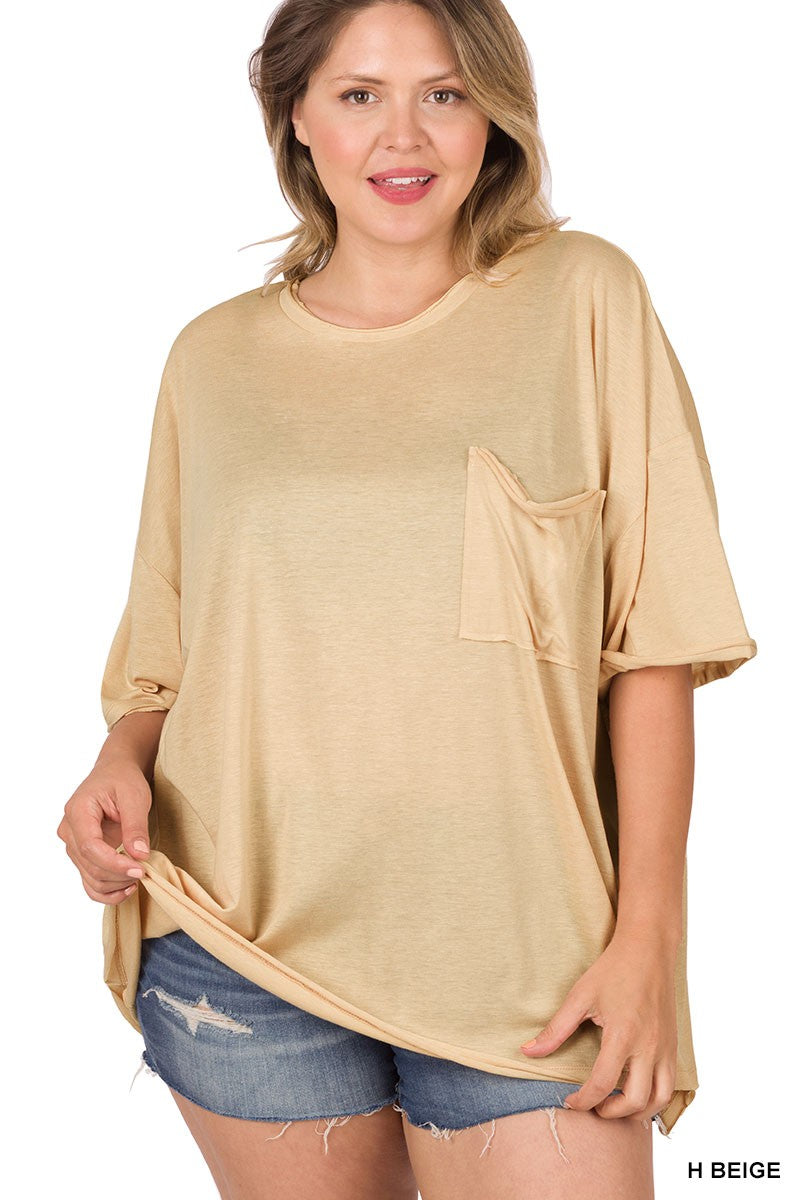 Plus Tri Blend Oversized Boyfriend Tee  H Beige