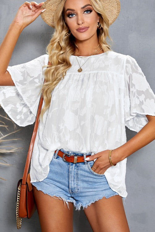 Babydoll textured top  in white