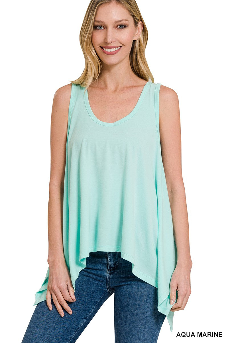 Oversized Shark Bite Tank Top  Aqua Marine