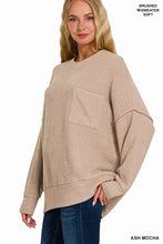 Load image into Gallery viewer, Ash Mocha Brushed Melange Drop Shoulder Sweater
