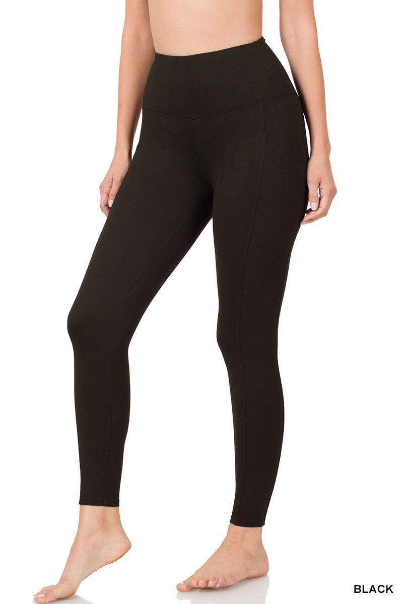 Black brushed microfiber full length leggings