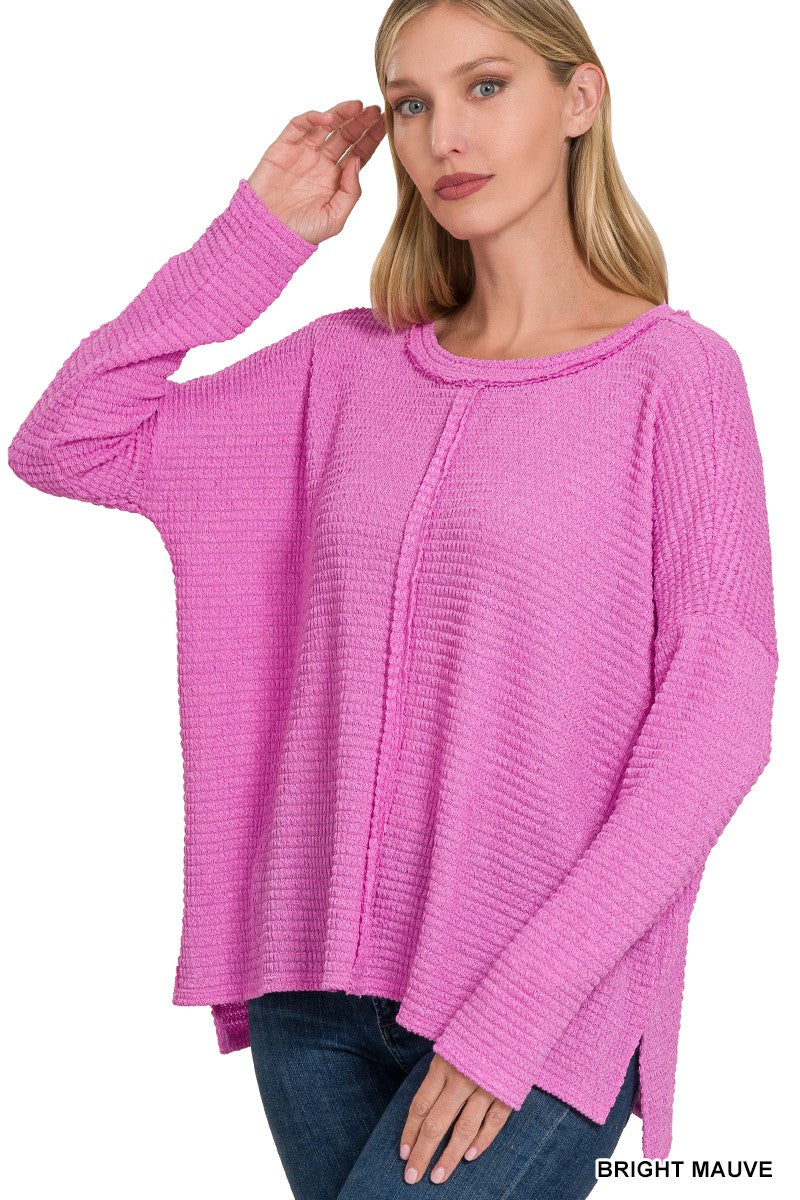DOLMAN LONG SLEEVE BOAT NECK JACQUARD SWEATER
