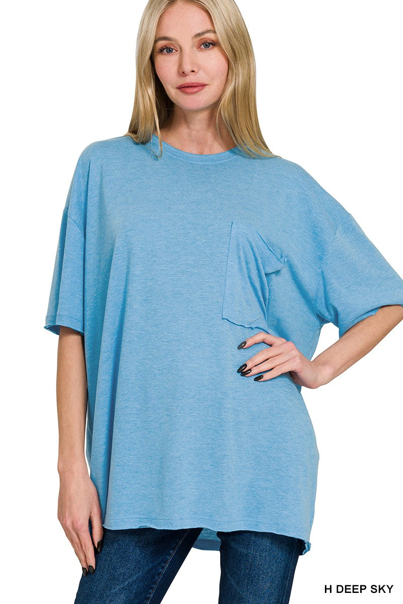 Tri Blend OS Front Pocket Boyfriend Tee  H Deep Sky