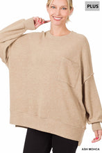 Load image into Gallery viewer, Ash Mocha Brushed Melange Drop Shoulder Sweater
