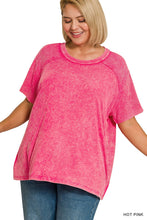 Load image into Gallery viewer, Washed Ribbed Top Hot Pink
