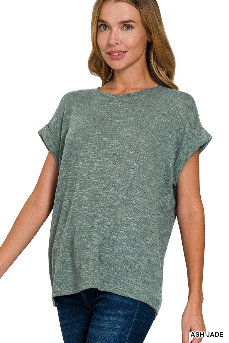 Hacci Slub Rolled Up Sleeve Tee Ash Jade