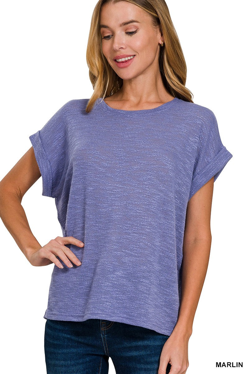 Hacci Slub Rolled Sleeve Tee  Marlin Blue