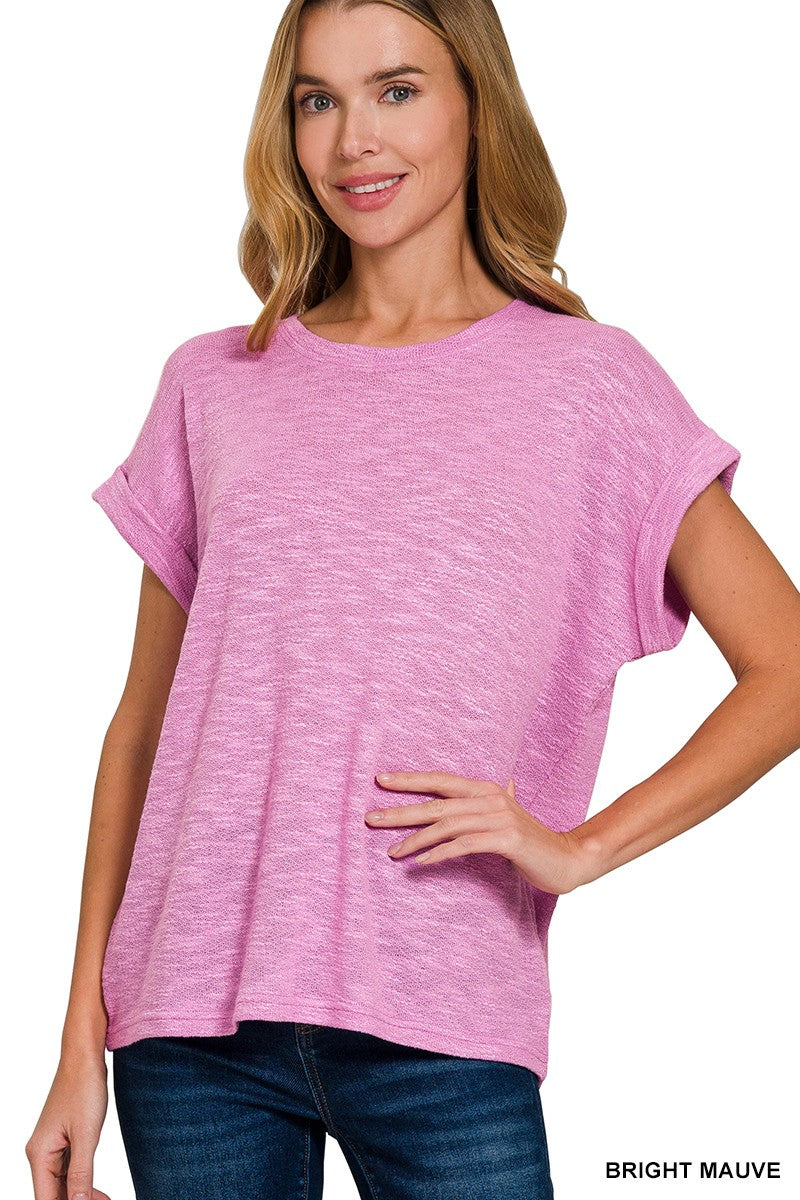 Hacci Slub Rolled Up Sleeve Tee Bt Mauve