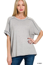 Load image into Gallery viewer, Soft Melange Hacci Short Sleeve Hi-low Tee  H Grey
