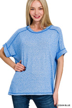 Load image into Gallery viewer, Soft Melange Hacci Short Sleeve Hi-low Tee  Ocean Blue
