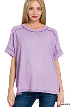 Load image into Gallery viewer, Soft Melange Hacci Short Sleeve Hi-low Tee  Lavender
