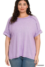 Load image into Gallery viewer, Soft Melange Hacci Short Sleeve Hi-low Tee  Lavender
