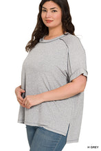 Load image into Gallery viewer, Soft Melange Hacci Short Sleeve Hi-low Tee  H Grey

