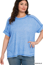 Load image into Gallery viewer, Soft Melange Hacci Short Sleeve Hi-low Tee  Ocean Blue
