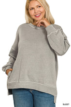 Load image into Gallery viewer, Pigment Dye Fleece Hi-low Hem Pullover With Pocket Sleet

