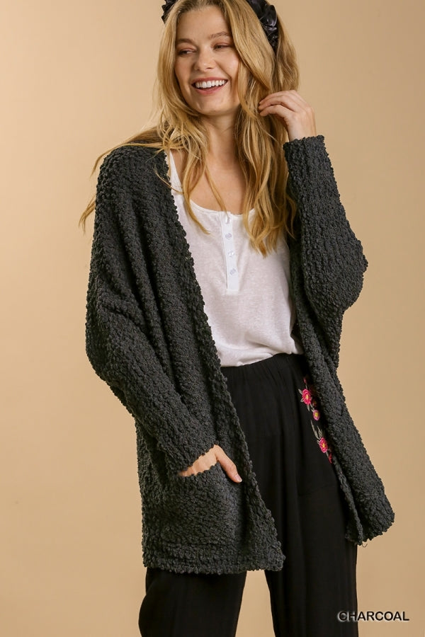 Open Front Over sized Cardigan Sweater with Pockets