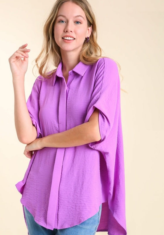 Umgee Orchid button up airflow top with collar