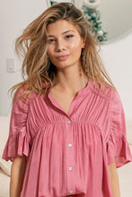 Load image into Gallery viewer, BiBi Loose Fit Shirring Button Up Top
